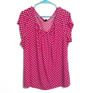 Worthington Woman Magenta Polka Dot Blouse 2X